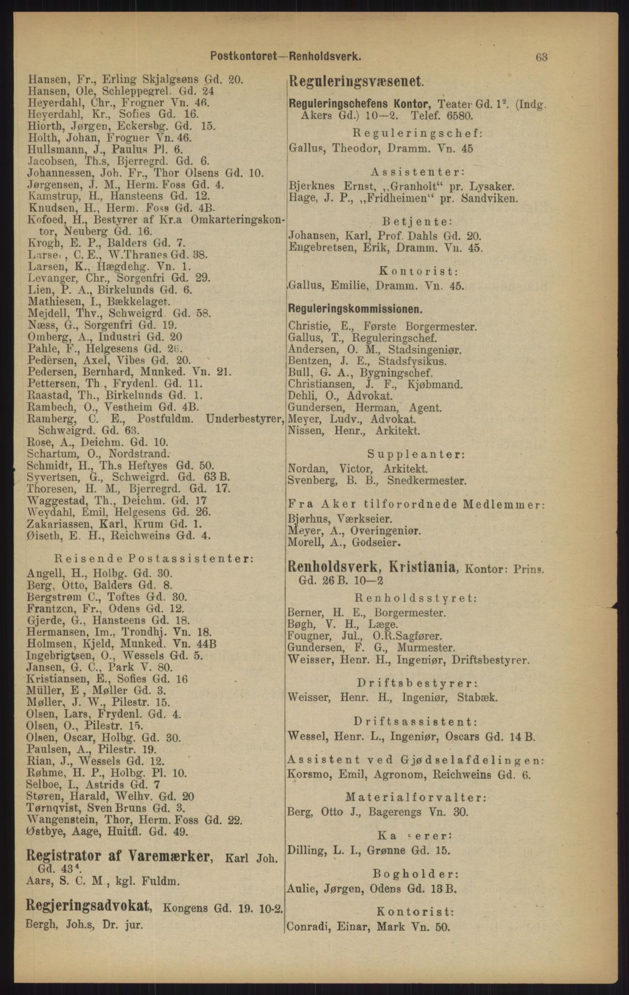 Kristiania/Oslo adressebok, PUBL/-, 1902, p. 63