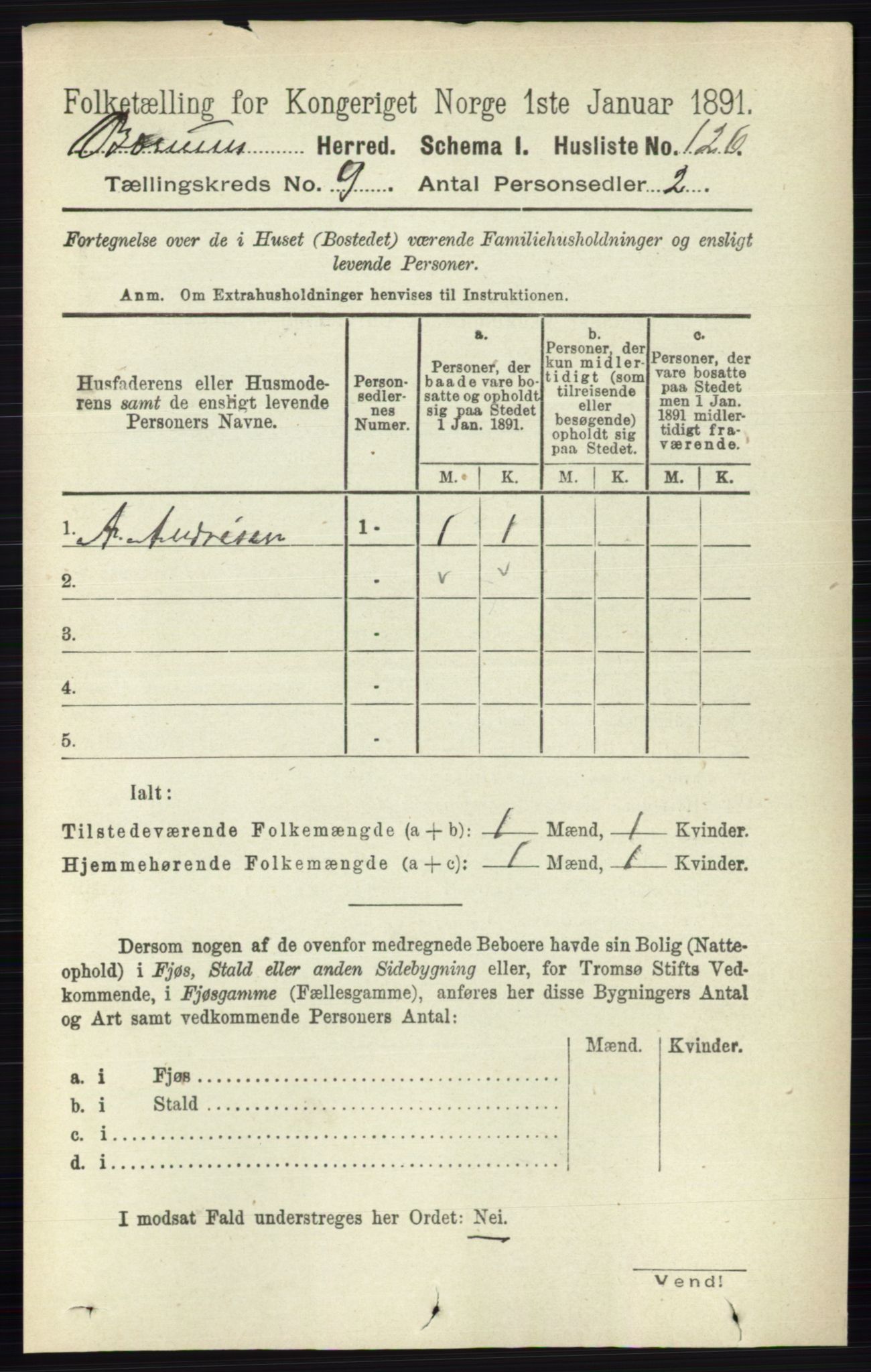 RA, 1891 census for 0219 Bærum, 1891, p. 5110