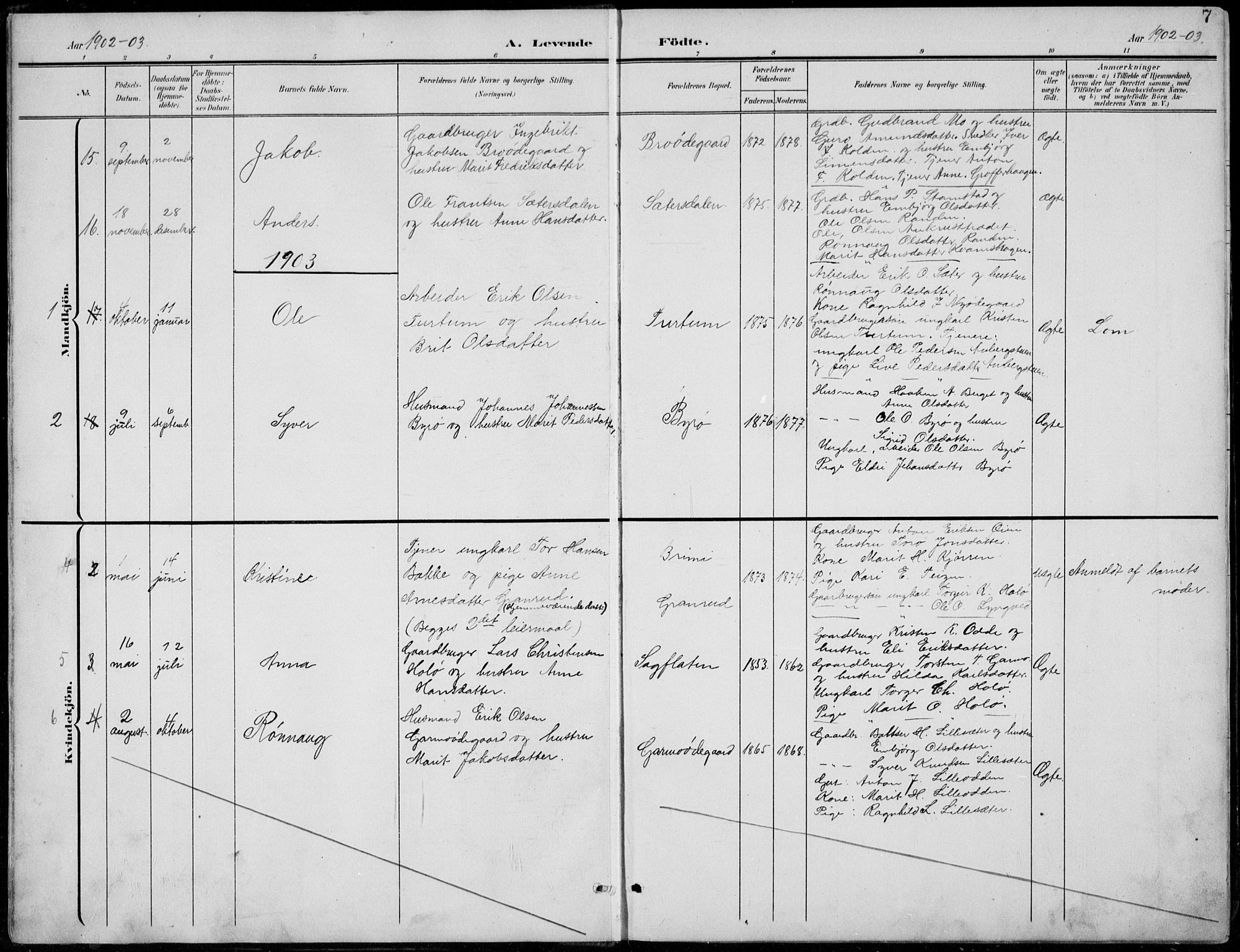 Lom prestekontor, SAH/PREST-070/L/L0006: Parish register (copy) no. 6, 1901-1939, p. 7