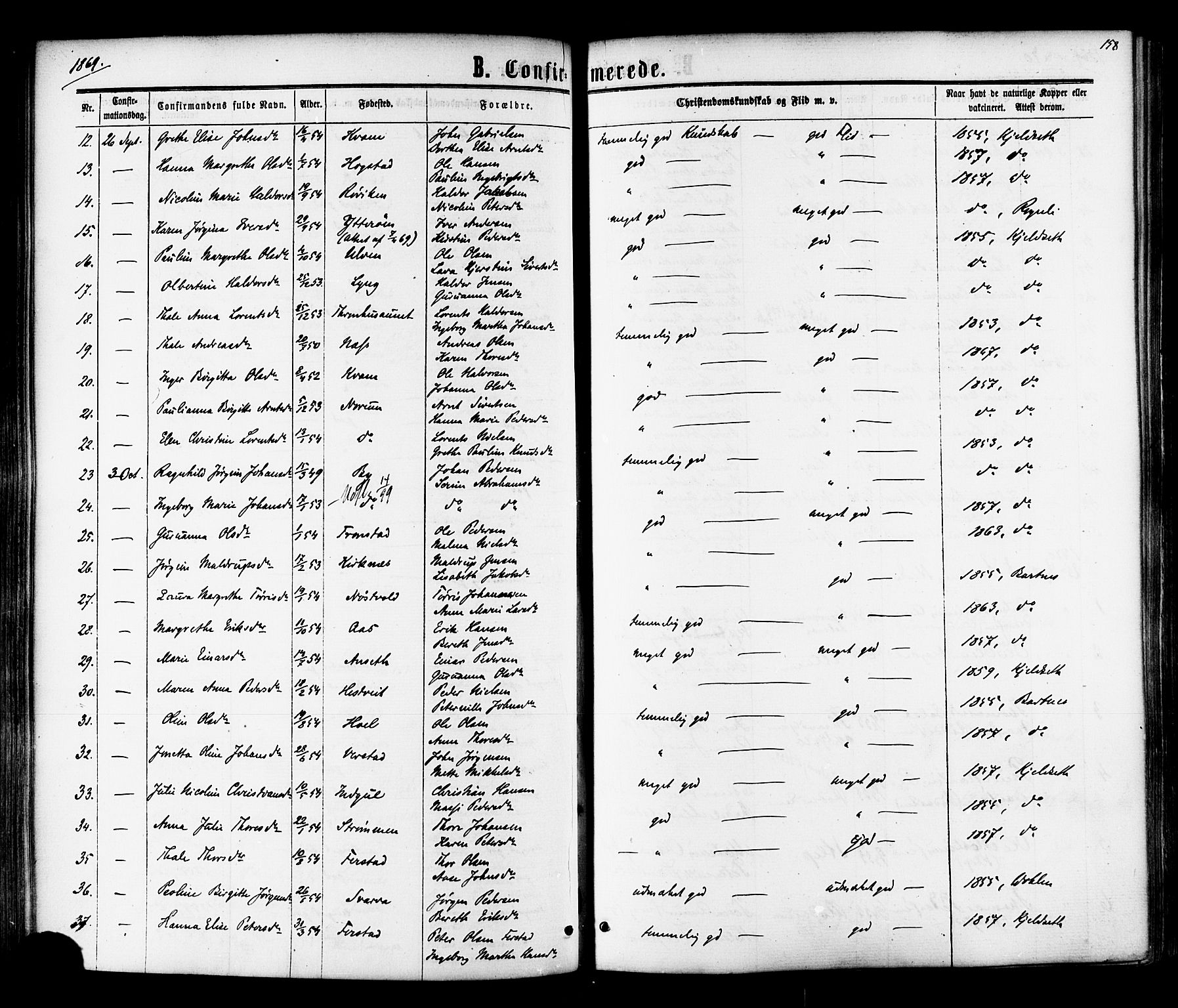 Ministerialprotokoller, klokkerbøker og fødselsregistre - Nord-Trøndelag, SAT/A-1458/730/L0284: Parish register (official) no. 730A09, 1866-1878, p. 158