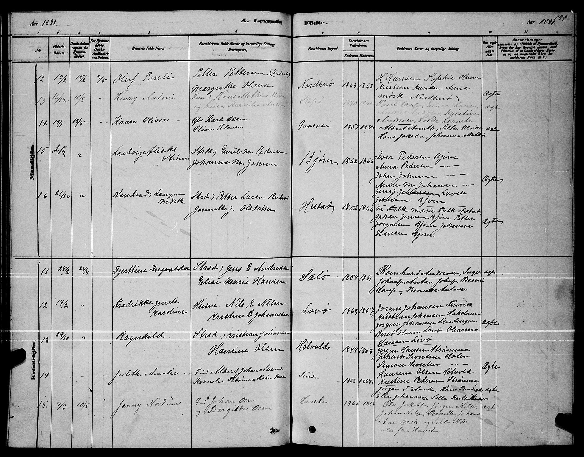 Ministerialprotokoller, klokkerbøker og fødselsregistre - Nordland, AV/SAT-A-1459/834/L0513: Parish register (copy) no. 834C04, 1877-1892, p. 199