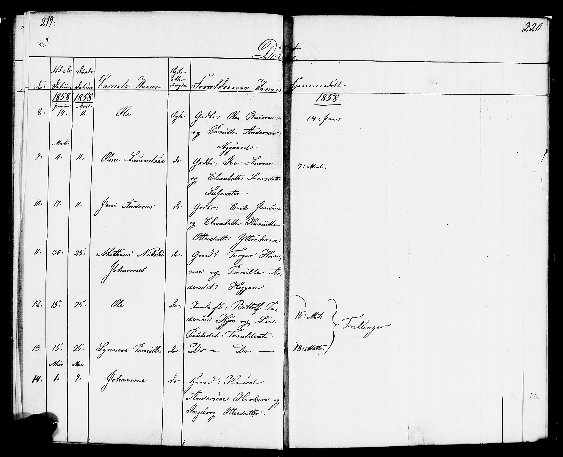 Hornindal sokneprestembete, AV/SAB-A-82401/H/Haa/Haaa/L0001: Parish register (official) no. A 1, 1837-1866, p. 220-221