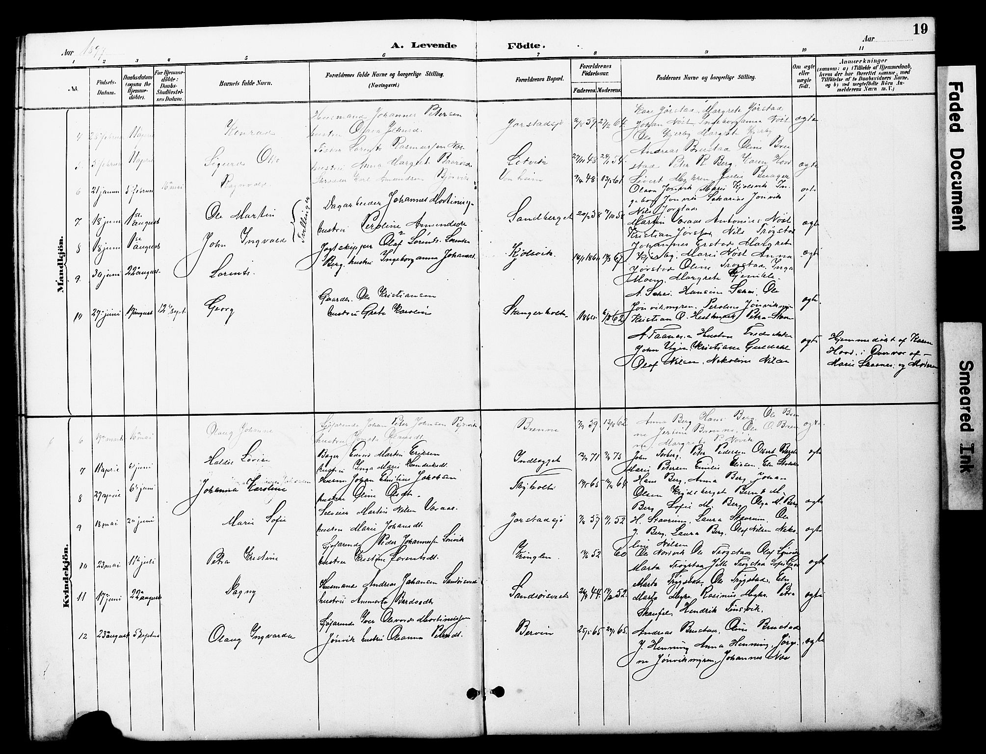 Ministerialprotokoller, klokkerbøker og fødselsregistre - Nord-Trøndelag, SAT/A-1458/722/L0226: Parish register (copy) no. 722C02, 1889-1927, p. 19