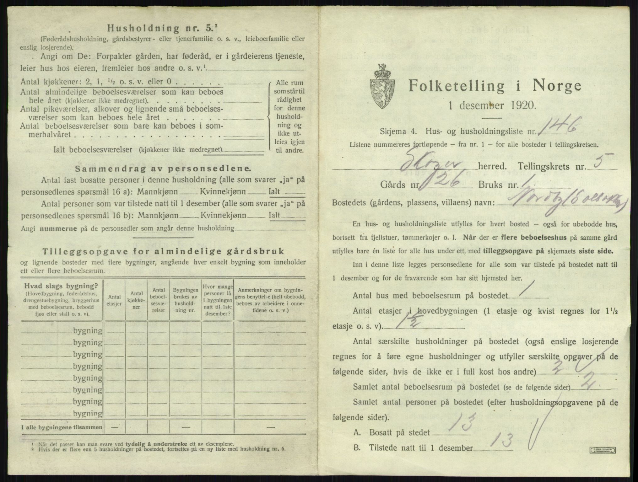 SAKO, 1920 census for Skoger, 1920, p. 1313