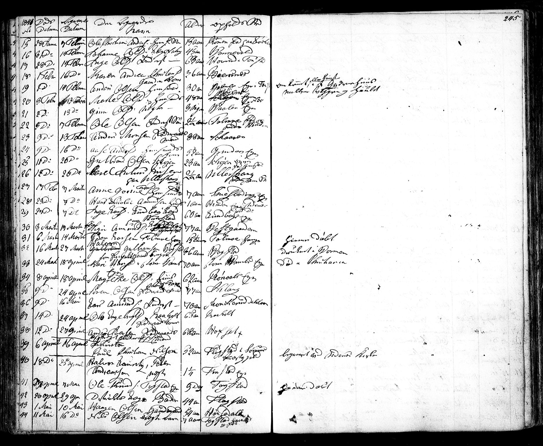 Nes prestekontor Kirkebøker, AV/SAO-A-10410/F/Fa/L0006: Parish register (official) no. I 6, 1833-1845, p. 245