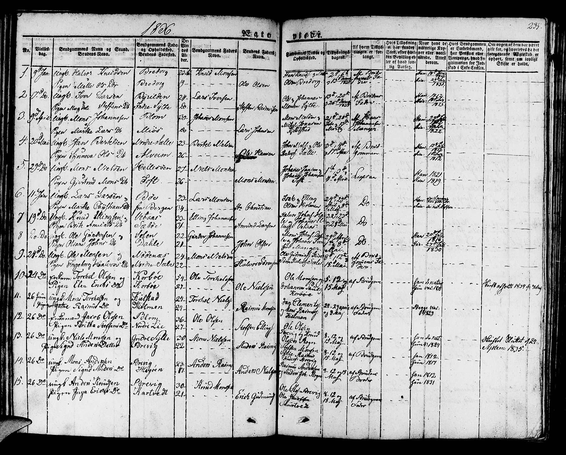 Manger sokneprestembete, AV/SAB-A-76801/H/Haa: Parish register (official) no. A 4, 1824-1838, p. 235