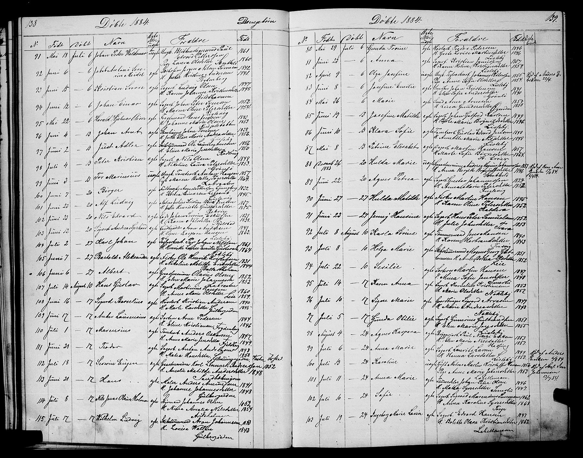 Glemmen prestekontor Kirkebøker, AV/SAO-A-10908/G/Ga/L0005: Parish register (copy) no. 5, 1876-1893, p. 138-139