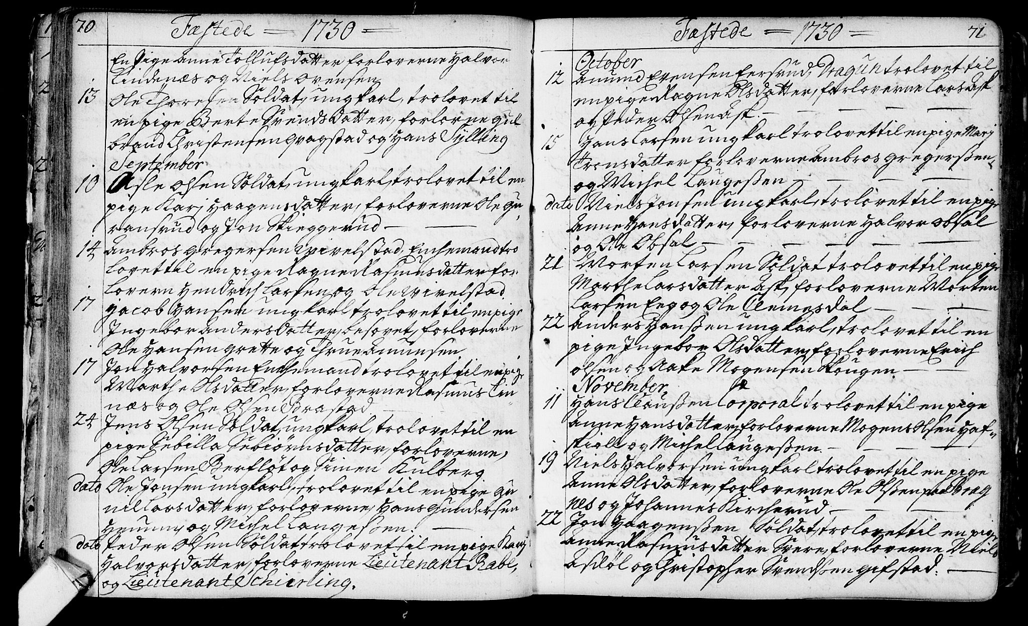 Lier kirkebøker, AV/SAKO-A-230/F/Fa/L0003: Parish register (official) no. I 3, 1727-1748, p. 70-71