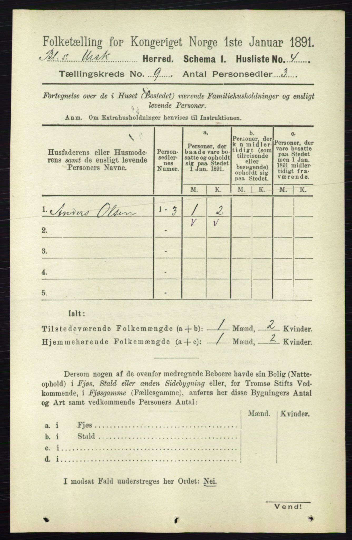 RA, 1891 census for 0224 Aurskog, 1891, p. 4422