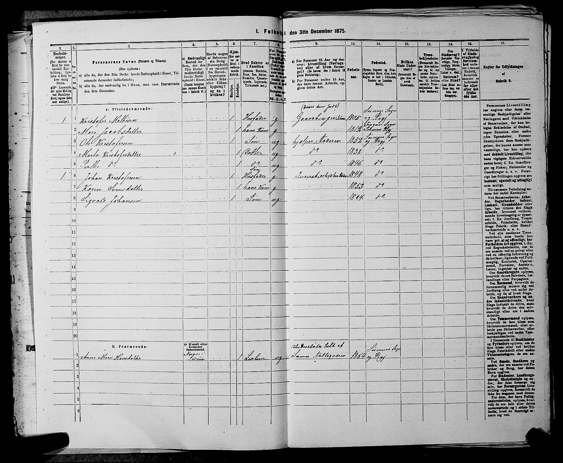 RA, 1875 census for 0226P Sørum, 1875, p. 644