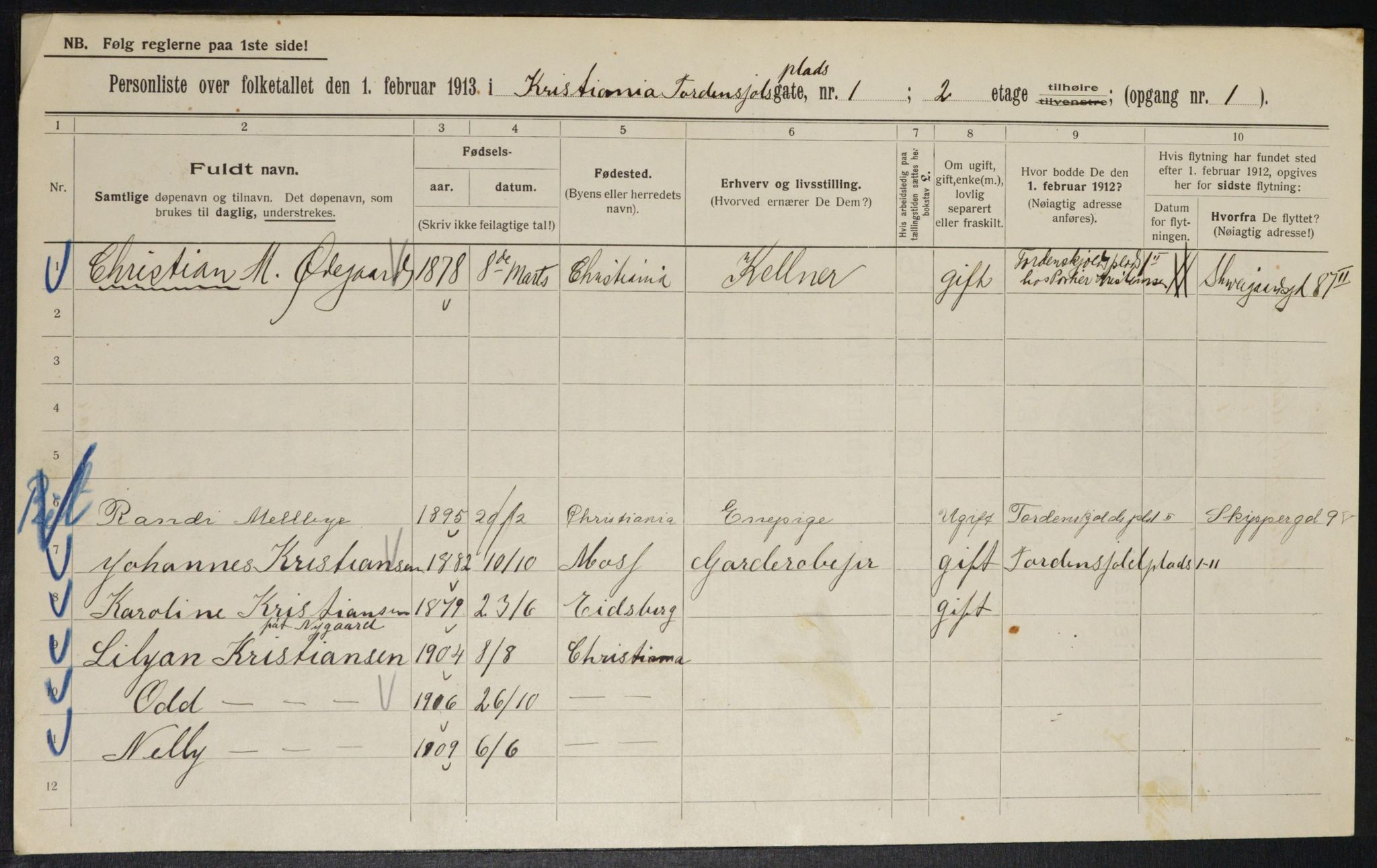 OBA, Municipal Census 1913 for Kristiania, 1913, p. 113819