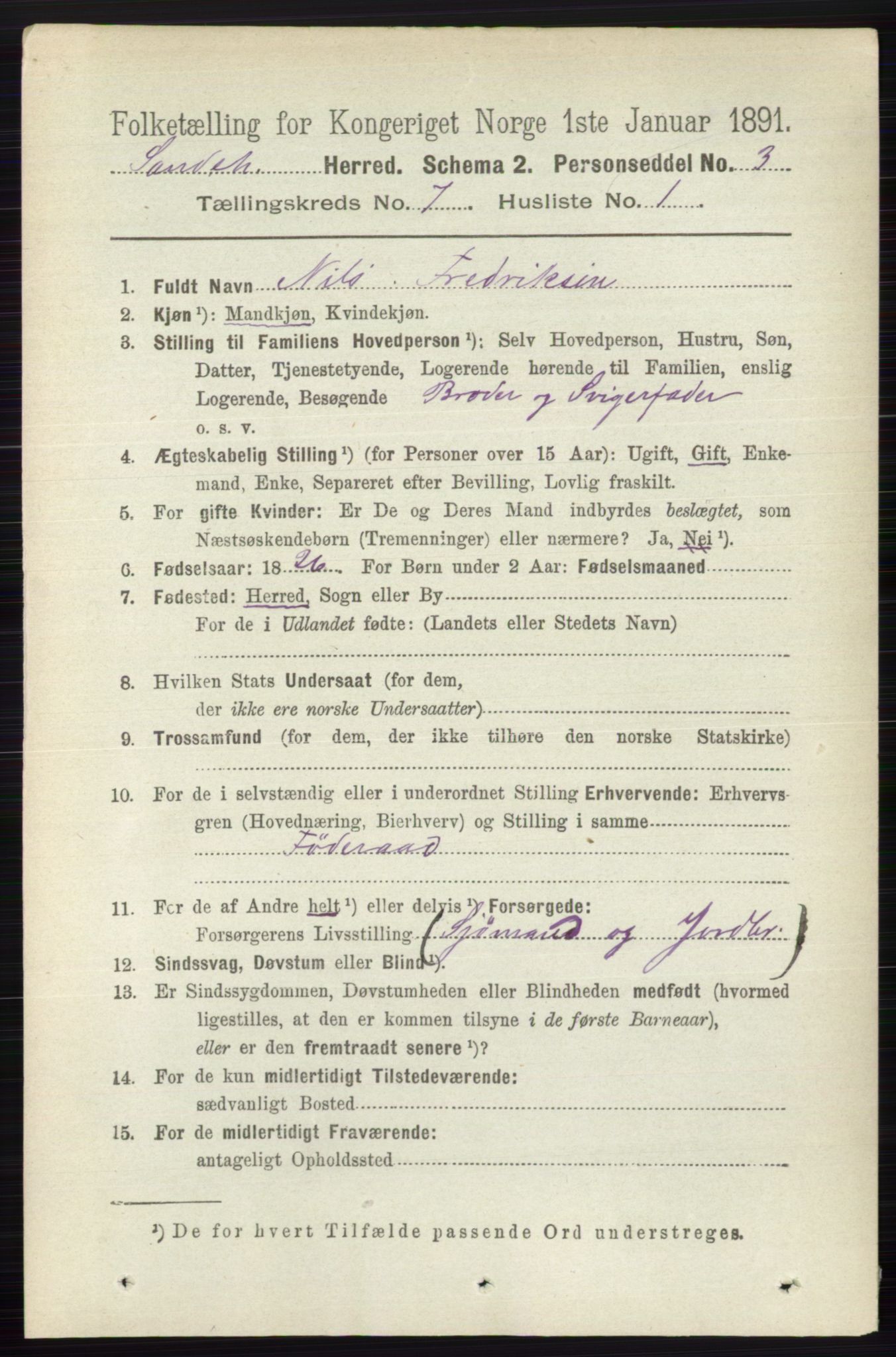 RA, 1891 census for 0724 Sandeherred, 1891, p. 4102