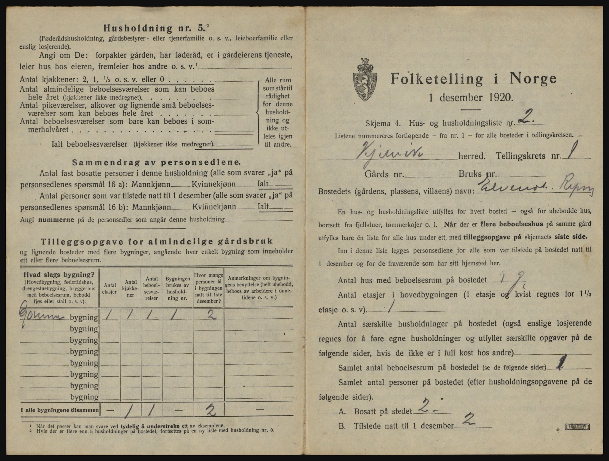 SATØ, 1920 census for Kjelvik, 1920, p. 46