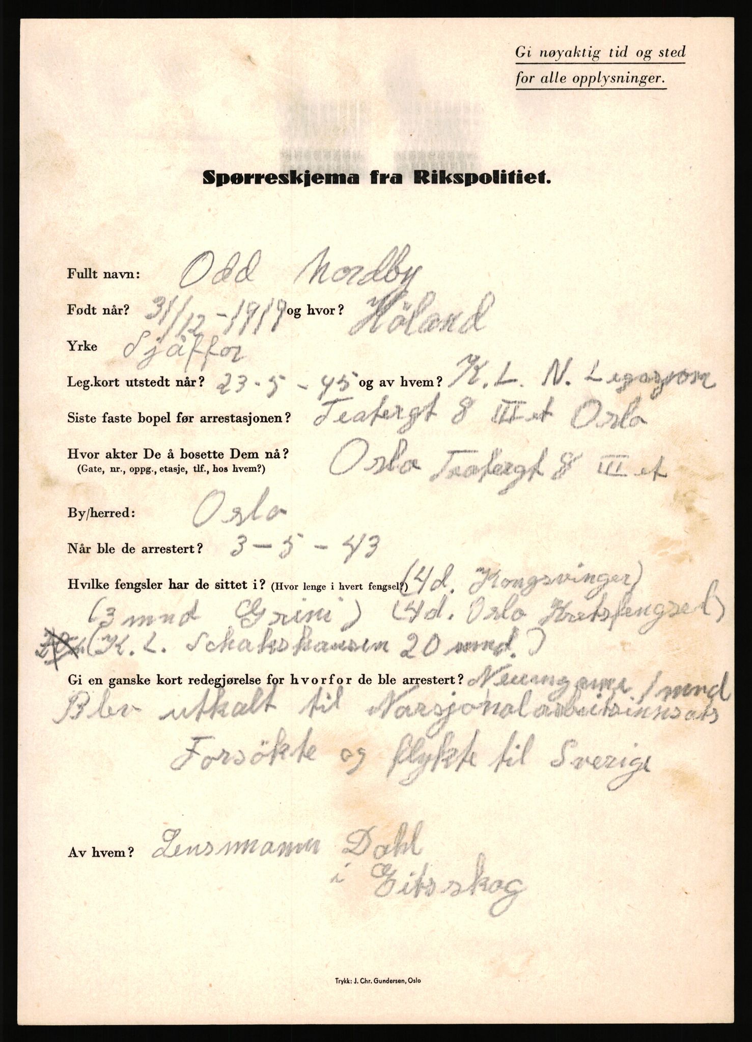 Rikspolitisjefen, AV/RA-S-1560/L/L0012: Mogensen, Øivind - Noraas, Lars, 1940-1945, p. 982