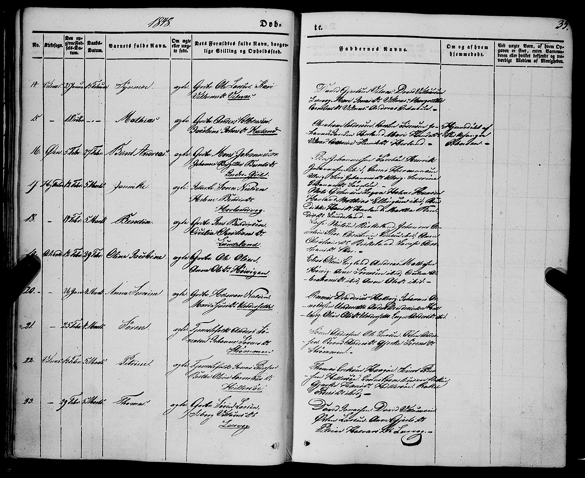 Askvoll sokneprestembete, AV/SAB-A-79501/H/Haa/Haaa/L0011/0001: Parish register (official) no. A 11 I, 1845-1864, p. 35