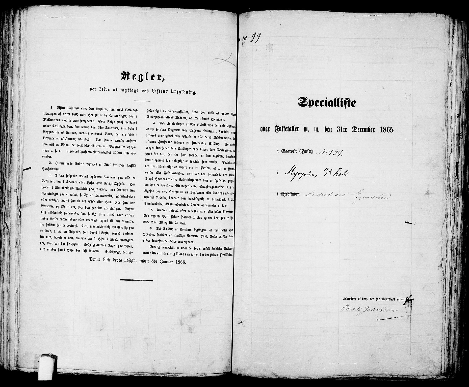 RA, 1865 census for Eigersund parish, Egersund town, 1865, p. 207