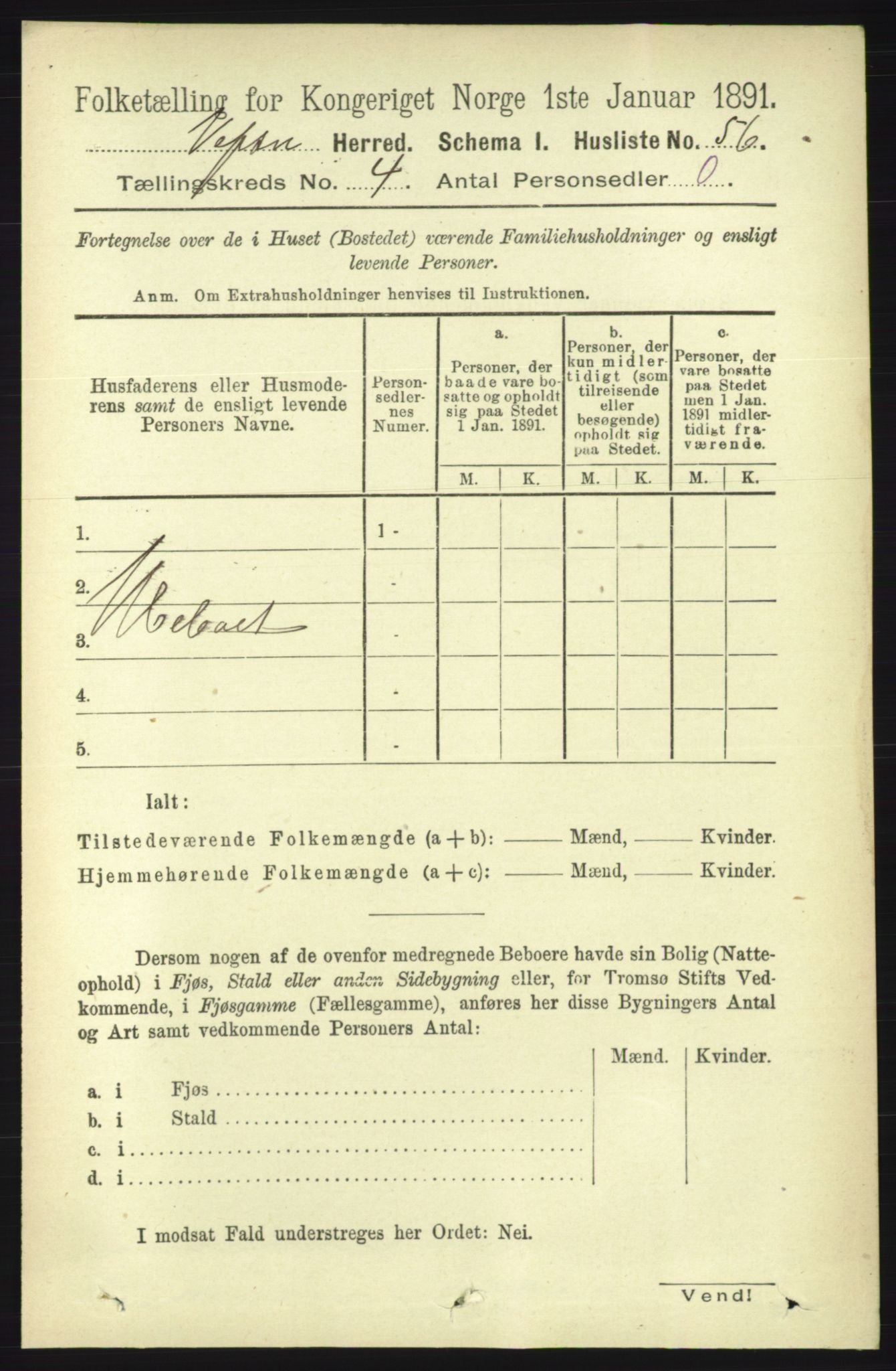 RA, 1891 census for 1824 Vefsn, 1891, p. 1618