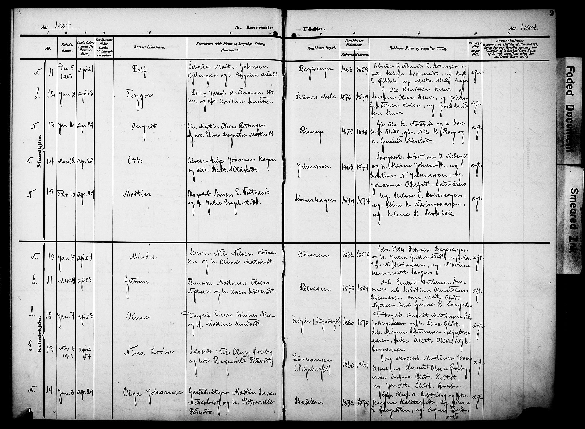 Elverum prestekontor, SAH/PREST-044/H/Ha/Haa/L0016: Parish register (official) no. 16, 1903-1912, p. 9