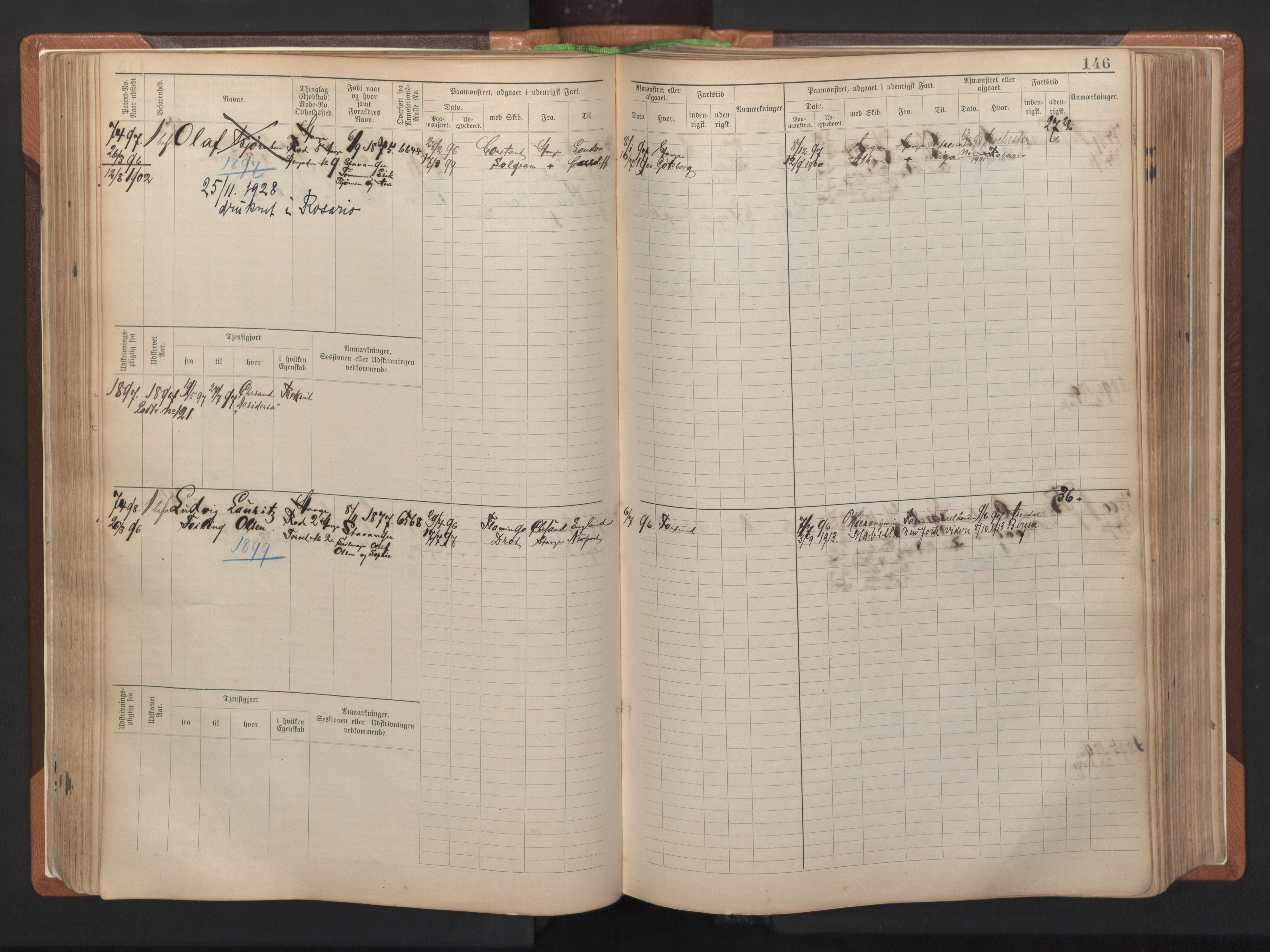 Stavanger sjømannskontor, SAST/A-102006/F/Fb/Fbb/L0012: Sjøfartshovedrulle, patentnr. 7207-8158, 1894-1904, p. 149