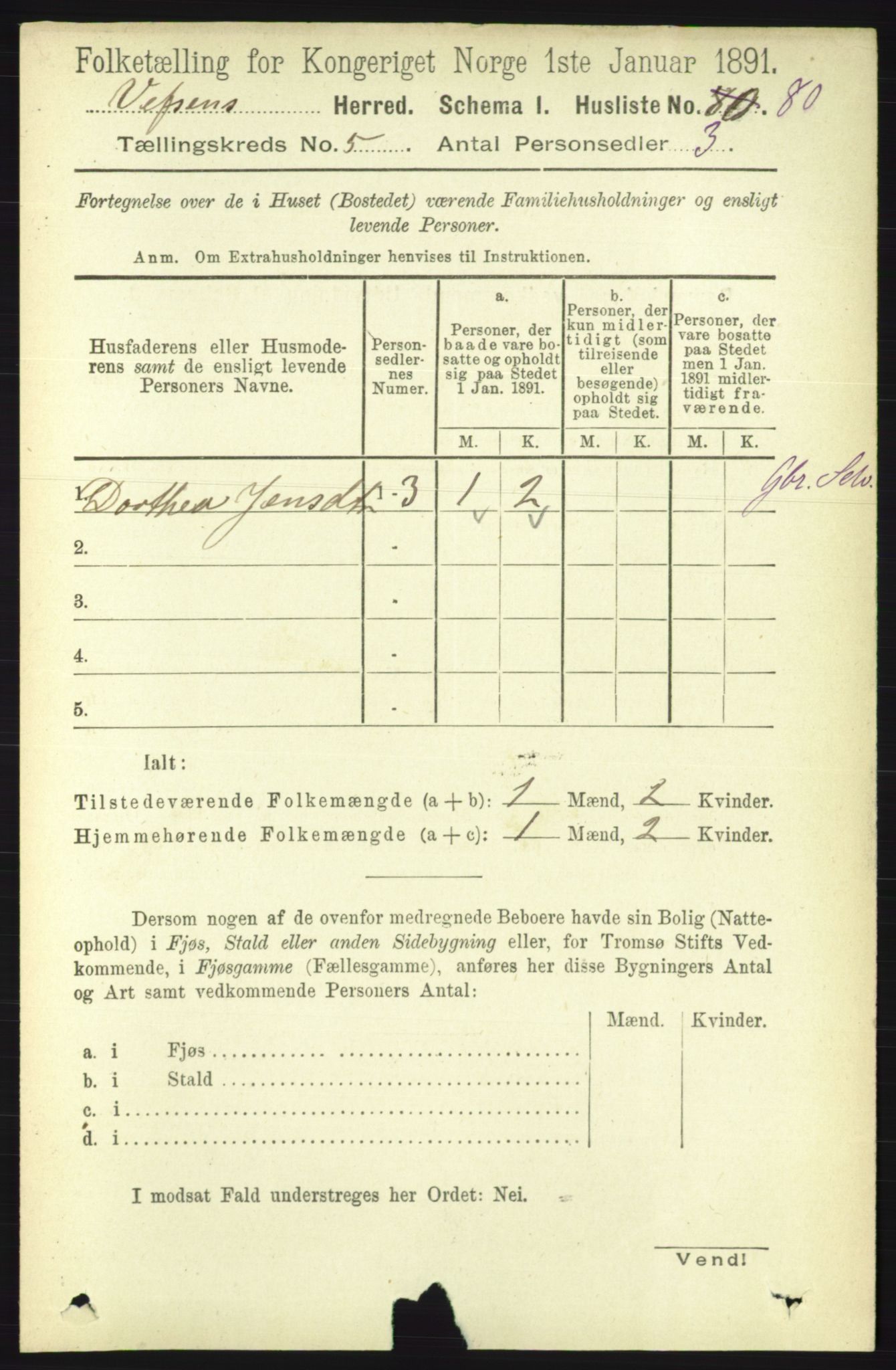 RA, 1891 census for 1824 Vefsn, 1891, p. 2081