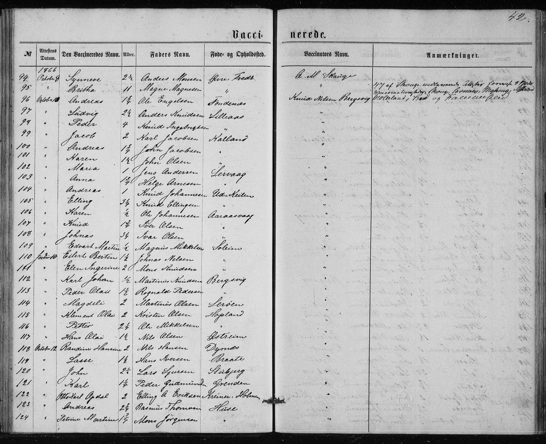 Lindås Sokneprestembete, SAB/A-76701/H/Haa: Parish register (official) no. A 17, 1874-1877, p. 42