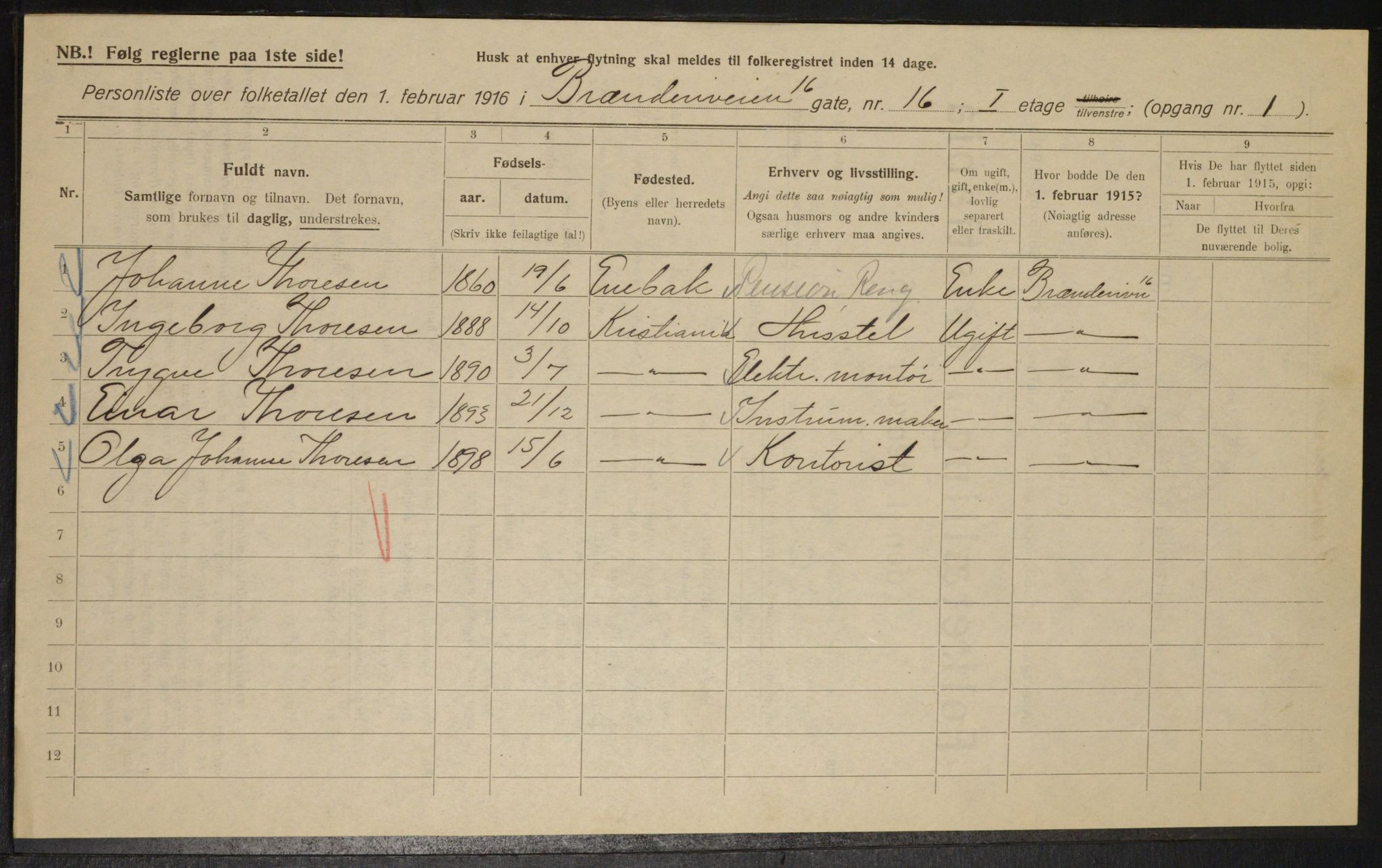 OBA, Municipal Census 1916 for Kristiania, 1916, p. 8861