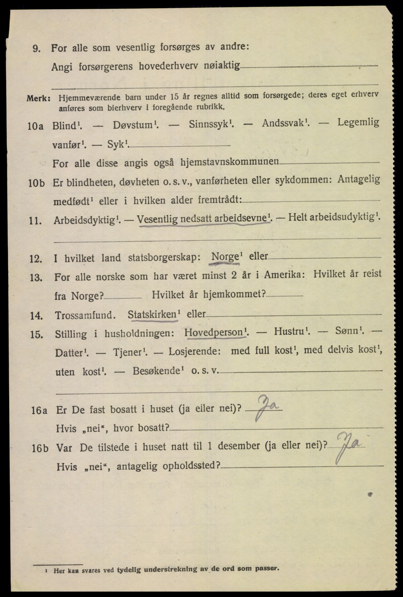SAK, 1920 census for Fjotland, 1920, p. 1529