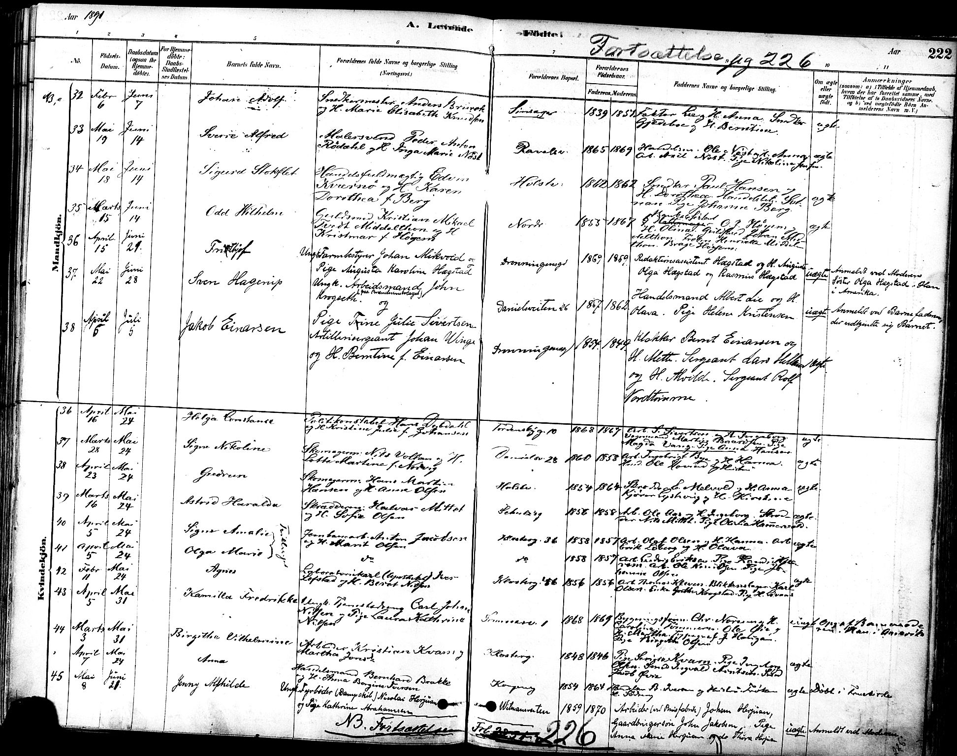 Ministerialprotokoller, klokkerbøker og fødselsregistre - Sør-Trøndelag, SAT/A-1456/601/L0057: Parish register (official) no. 601A25, 1877-1891, p. 222