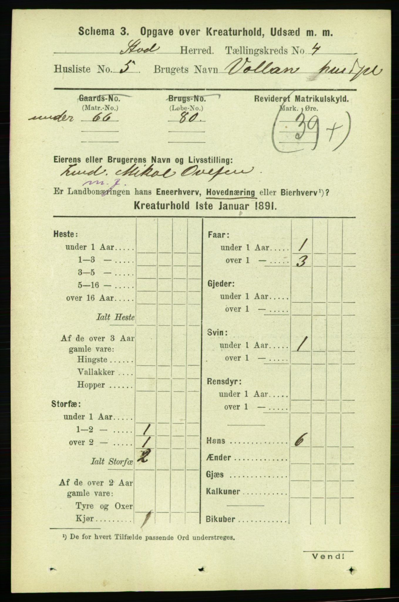 RA, 1891 census for 1734 Stod, 1891, p. 3383