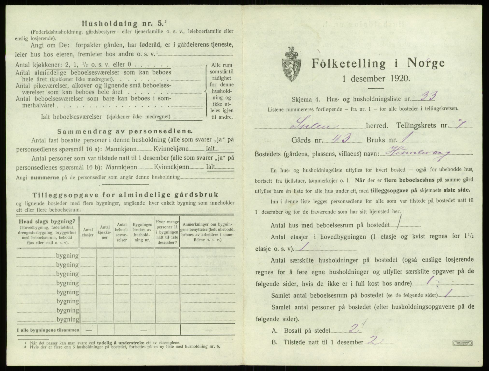 SAB, 1920 census for Solund, 1920, p. 459