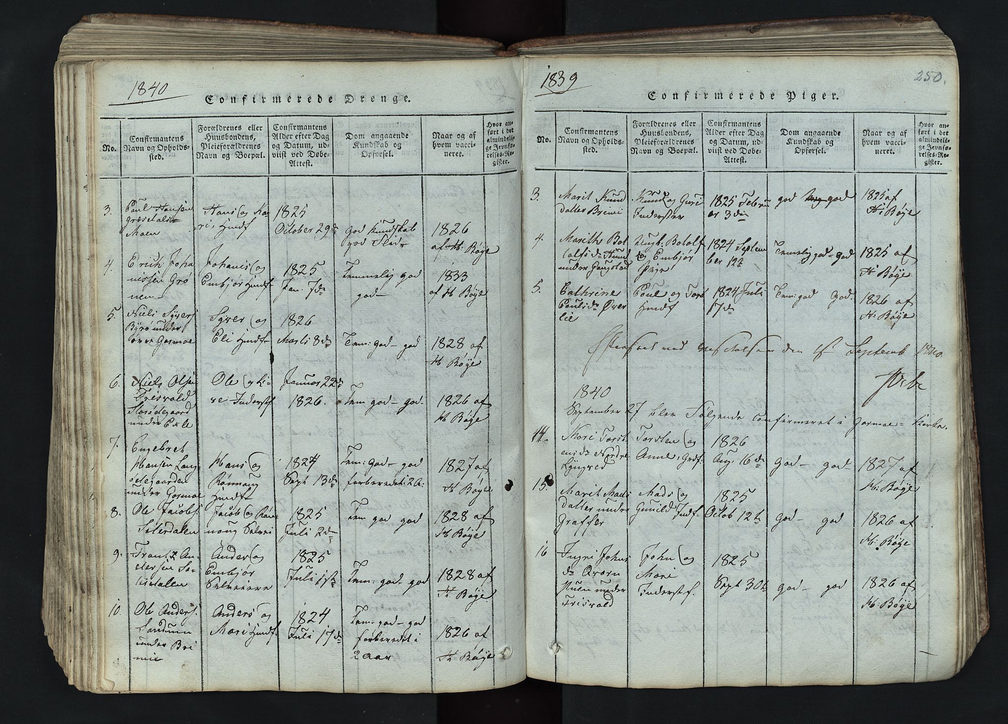 Lom prestekontor, AV/SAH-PREST-070/L/L0002: Parish register (copy) no. 2, 1815-1844, p. 250