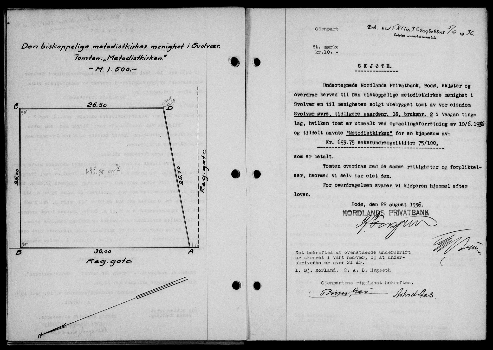 Lofoten sorenskriveri, SAT/A-0017/1/2/2C/L0001a: Mortgage book no. 1a, 1936-1937, Diary no: : 1581/1936