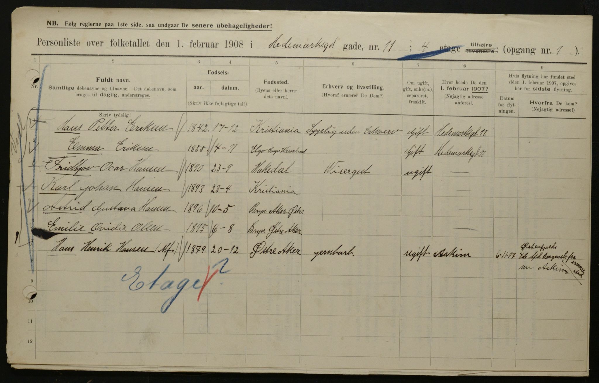 OBA, Municipal Census 1908 for Kristiania, 1908, p. 32350