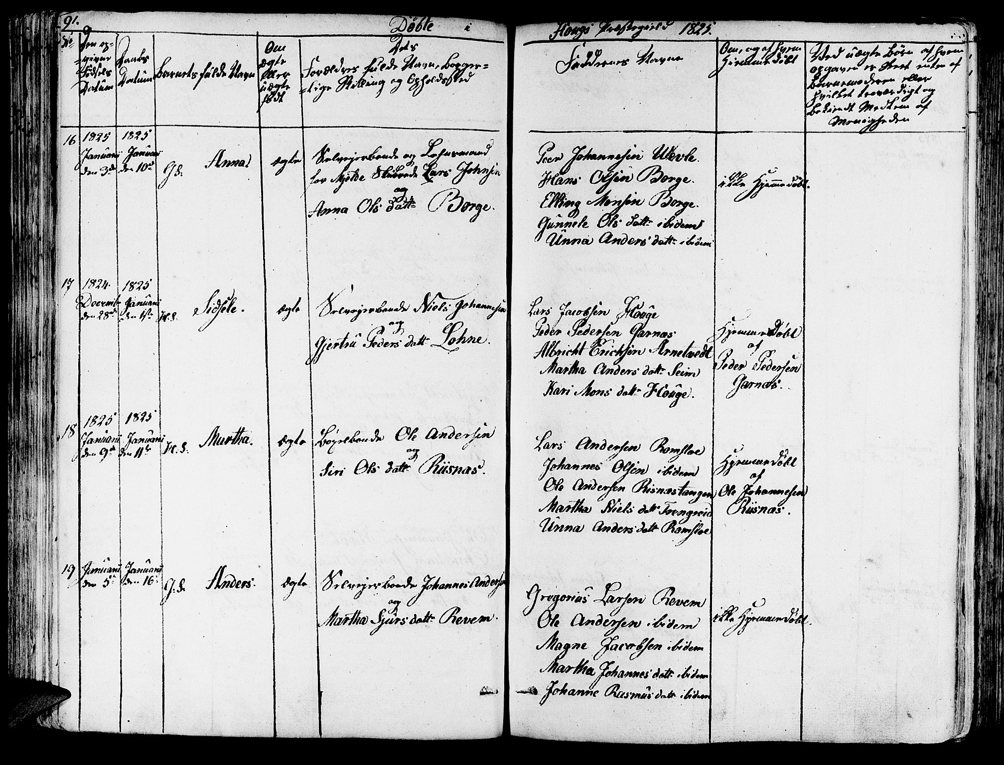 Haus sokneprestembete, AV/SAB-A-75601/H/Haa: Parish register (official) no. A 13, 1821-1827, p. 91