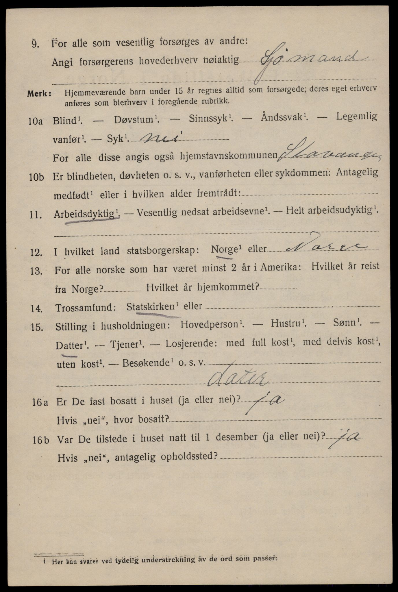 SAST, 1920 census for Stavanger, 1920, p. 37071