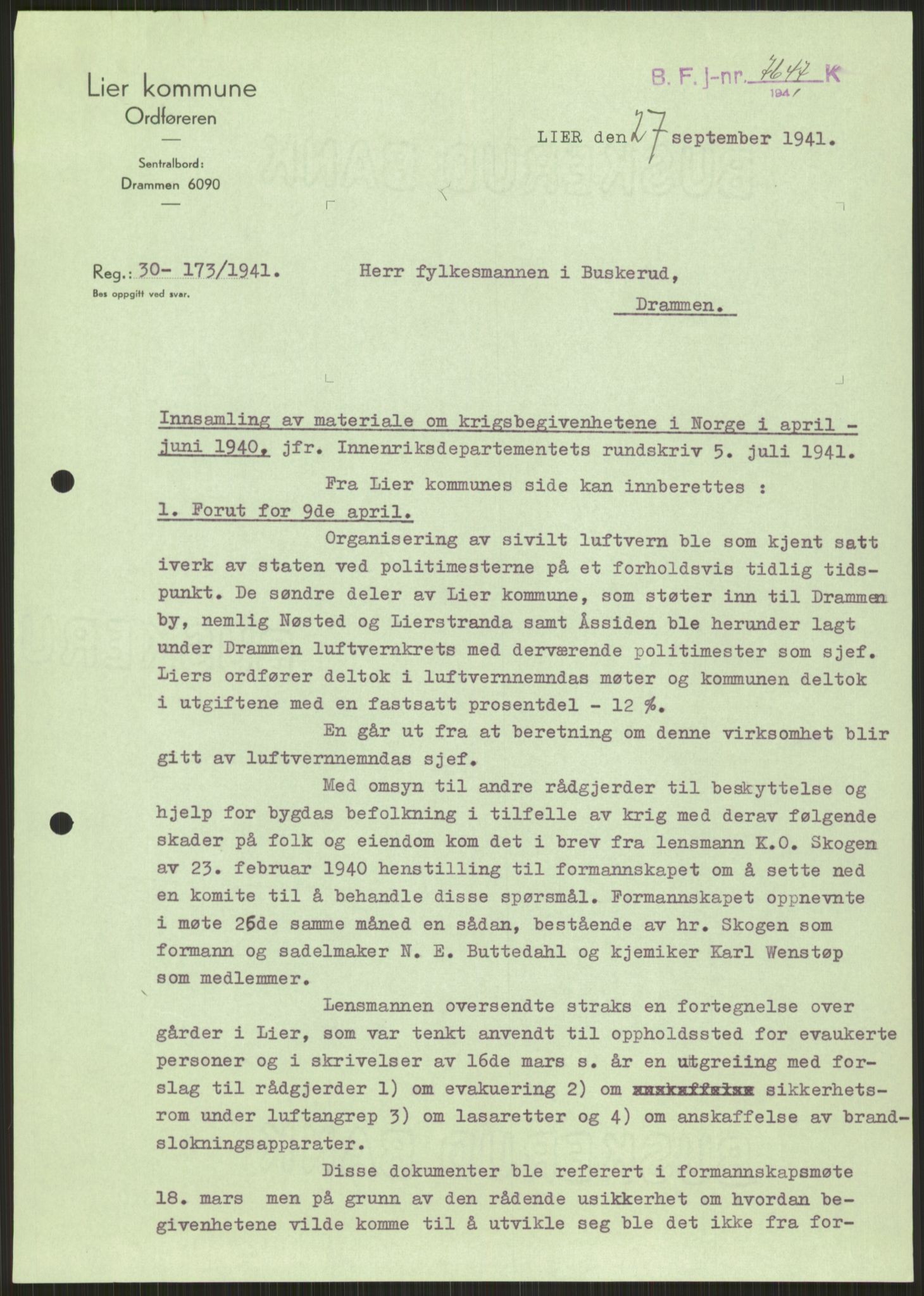 Forsvaret, Forsvarets krigshistoriske avdeling, AV/RA-RAFA-2017/Y/Ya/L0014: II-C-11-31 - Fylkesmenn.  Rapporter om krigsbegivenhetene 1940., 1940, p. 413