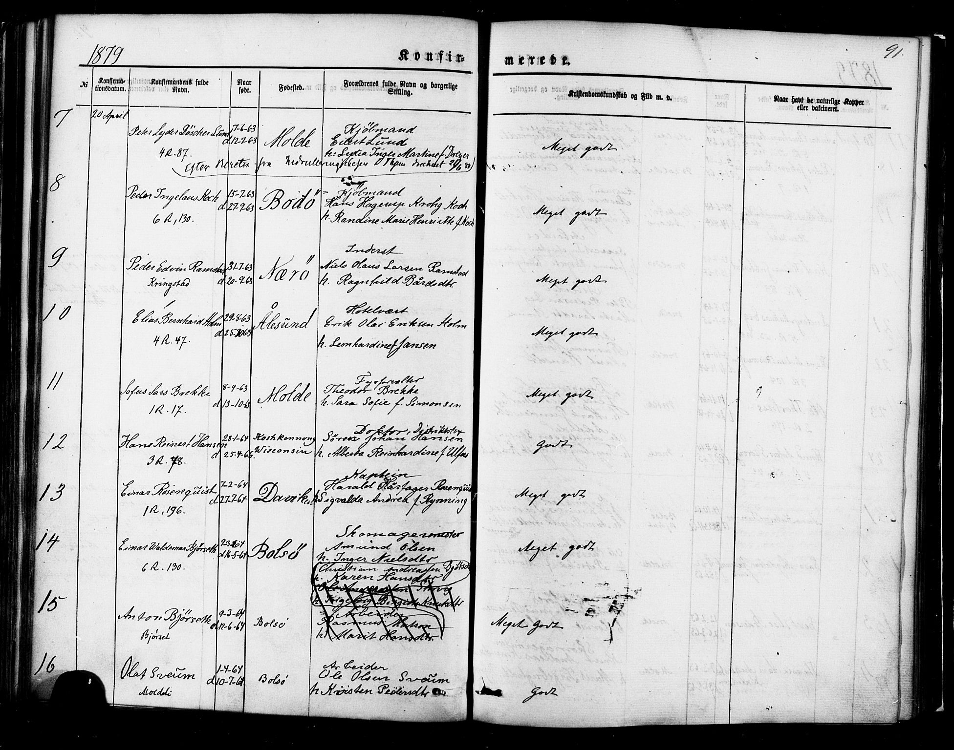 Ministerialprotokoller, klokkerbøker og fødselsregistre - Møre og Romsdal, AV/SAT-A-1454/558/L0691: Parish register (official) no. 558A05, 1873-1886, p. 91