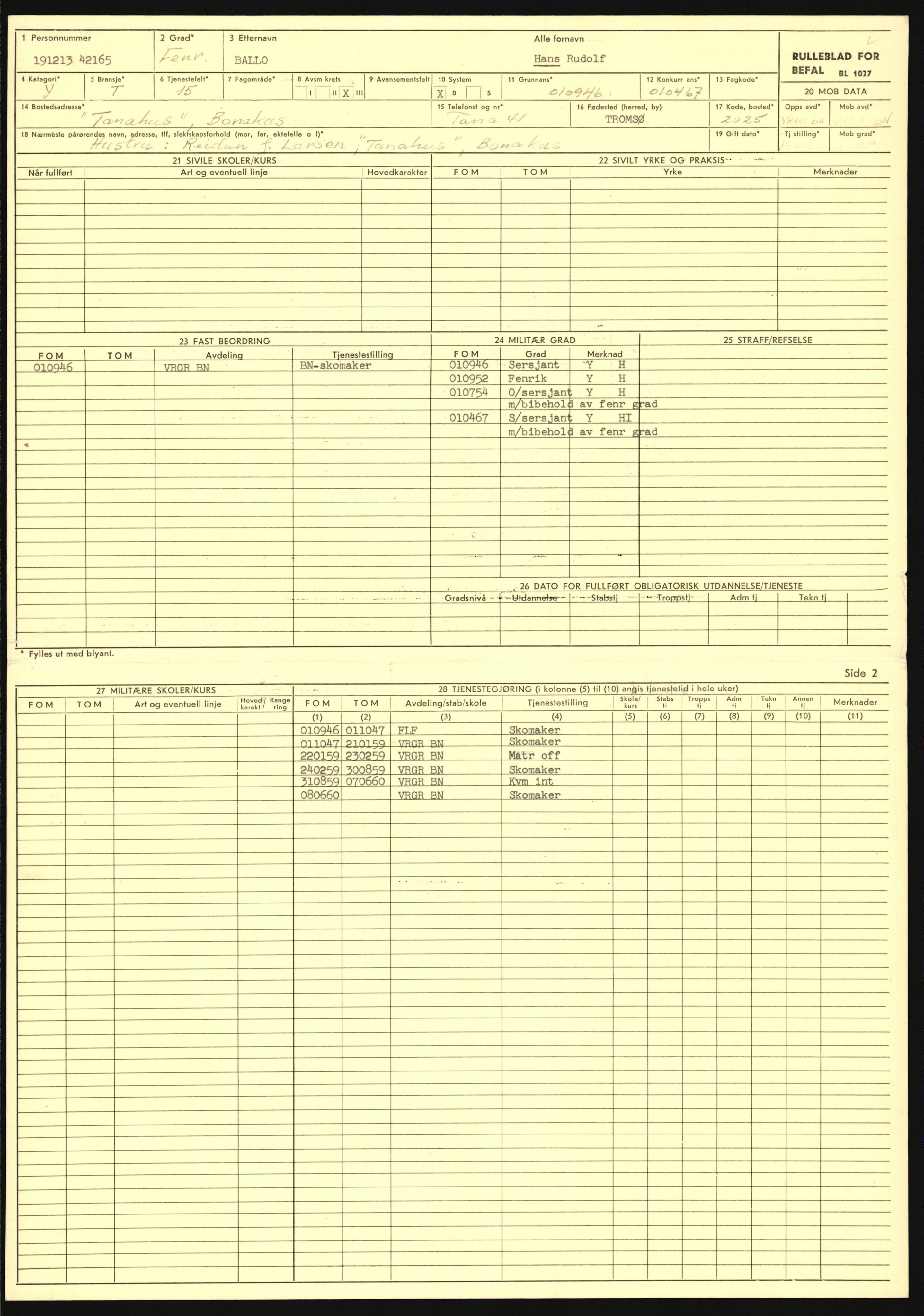 Forsvaret, Varanger bataljon, AV/RA-RAFA-2258/1/D/L0455: Rulleblad og tjenesteuttalelser for befal født 1894-1896, 1901-1909 og 1911-1915, 1894-1915, p. 216