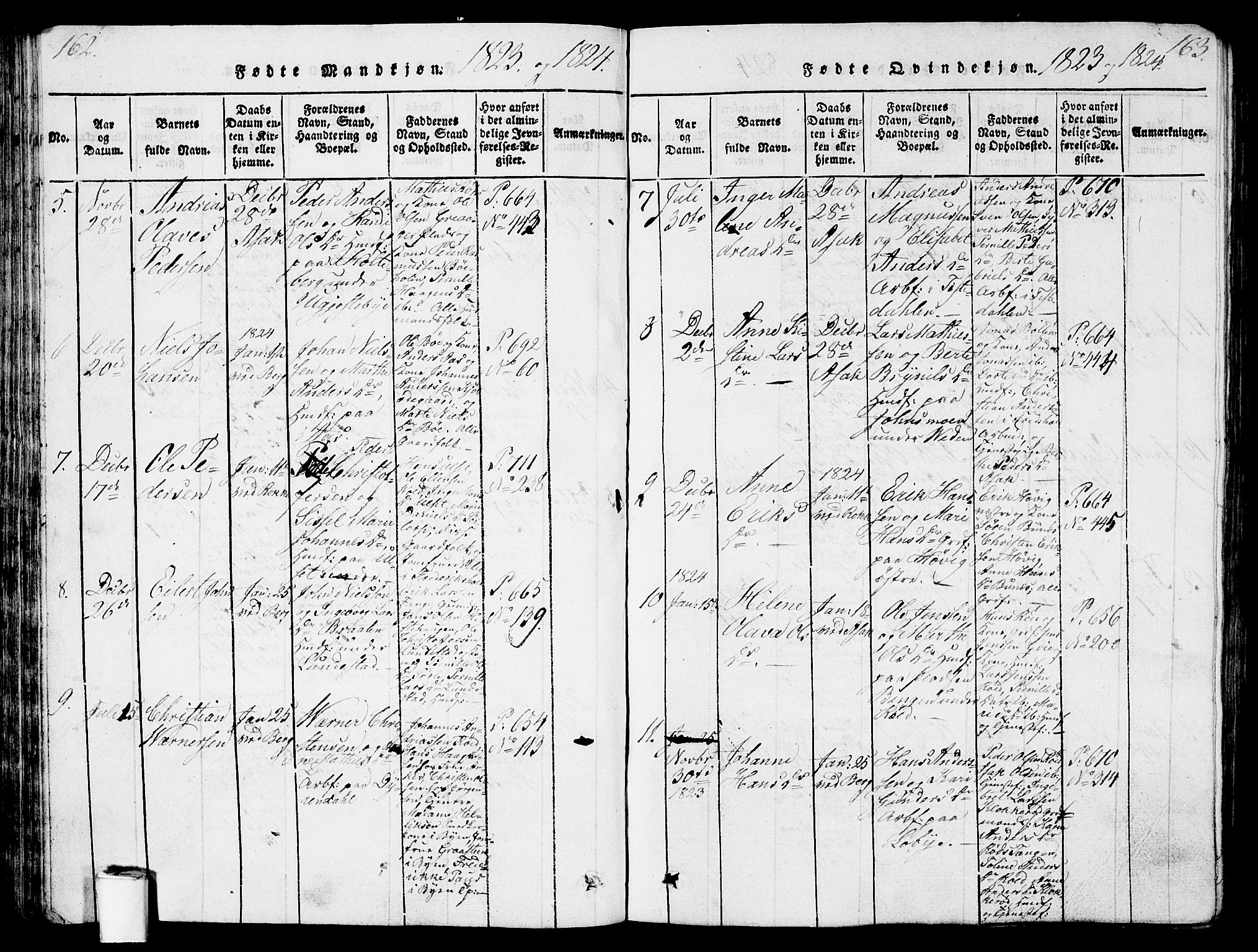 Berg prestekontor Kirkebøker, AV/SAO-A-10902/G/Ga/L0001: Parish register (copy) no. I 1, 1815-1832, p. 162-163