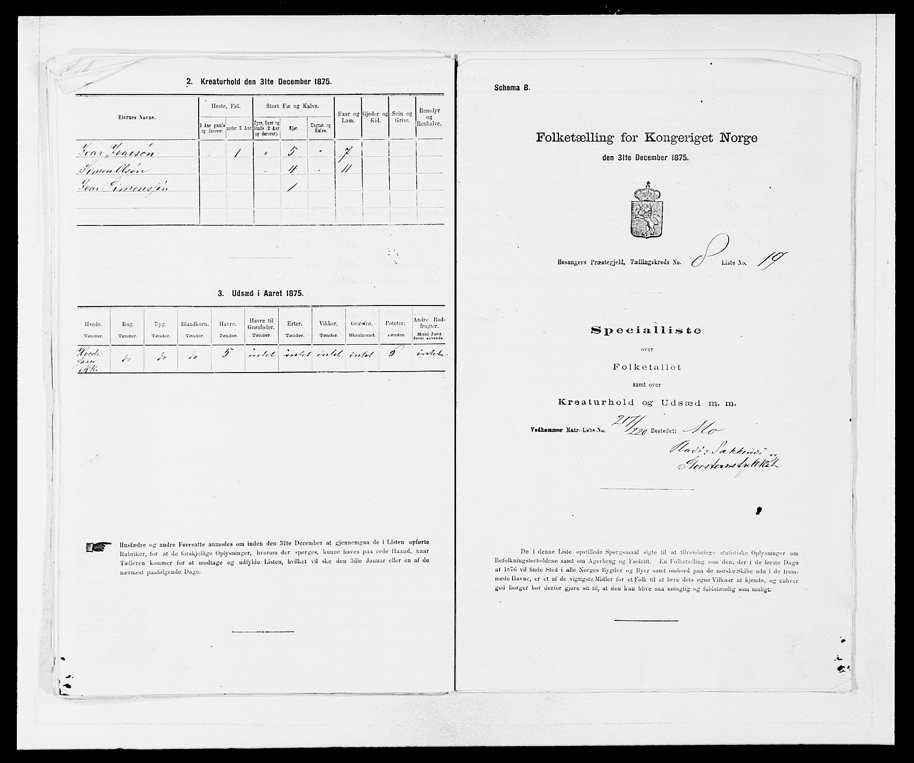 SAB, 1875 census for 1253P Hosanger, 1875, p. 651