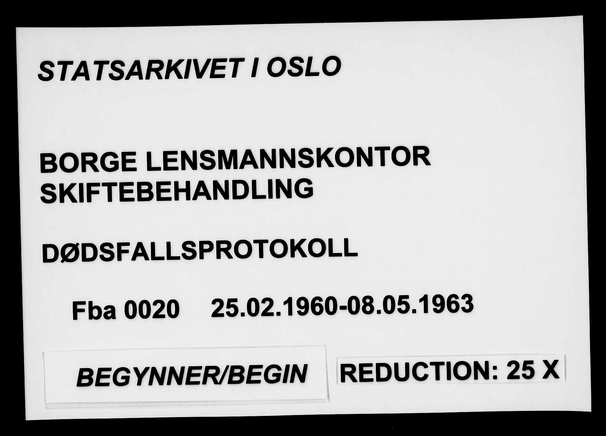 Borge lensmannskontor (Østfold), AV/SAO-A-10176/H/Ha/Haa/L0020: Dødsfallsprotokoll, 1960-1963