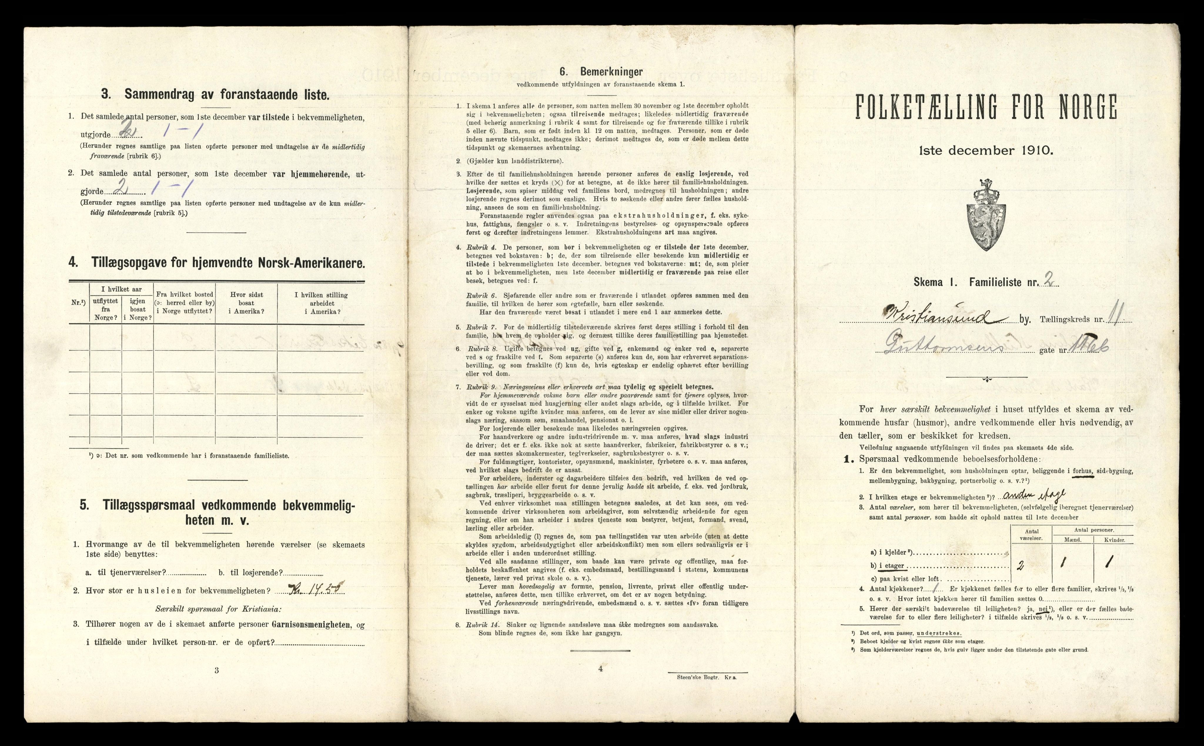 RA, 1910 census for Kristiansund, 1910, p. 3487