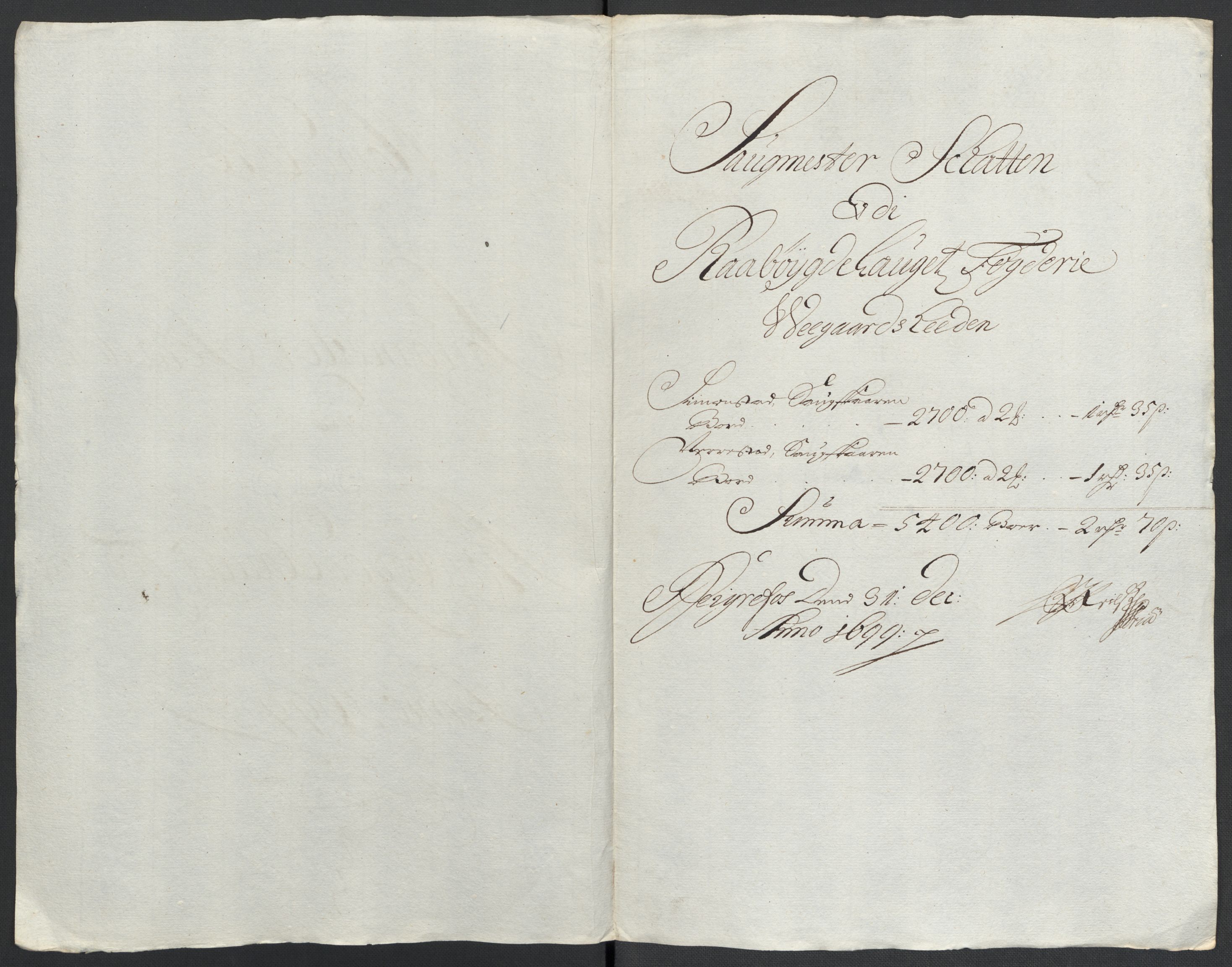 Rentekammeret inntil 1814, Reviderte regnskaper, Fogderegnskap, RA/EA-4092/R40/L2445: Fogderegnskap Råbyggelag, 1697-1699, p. 245