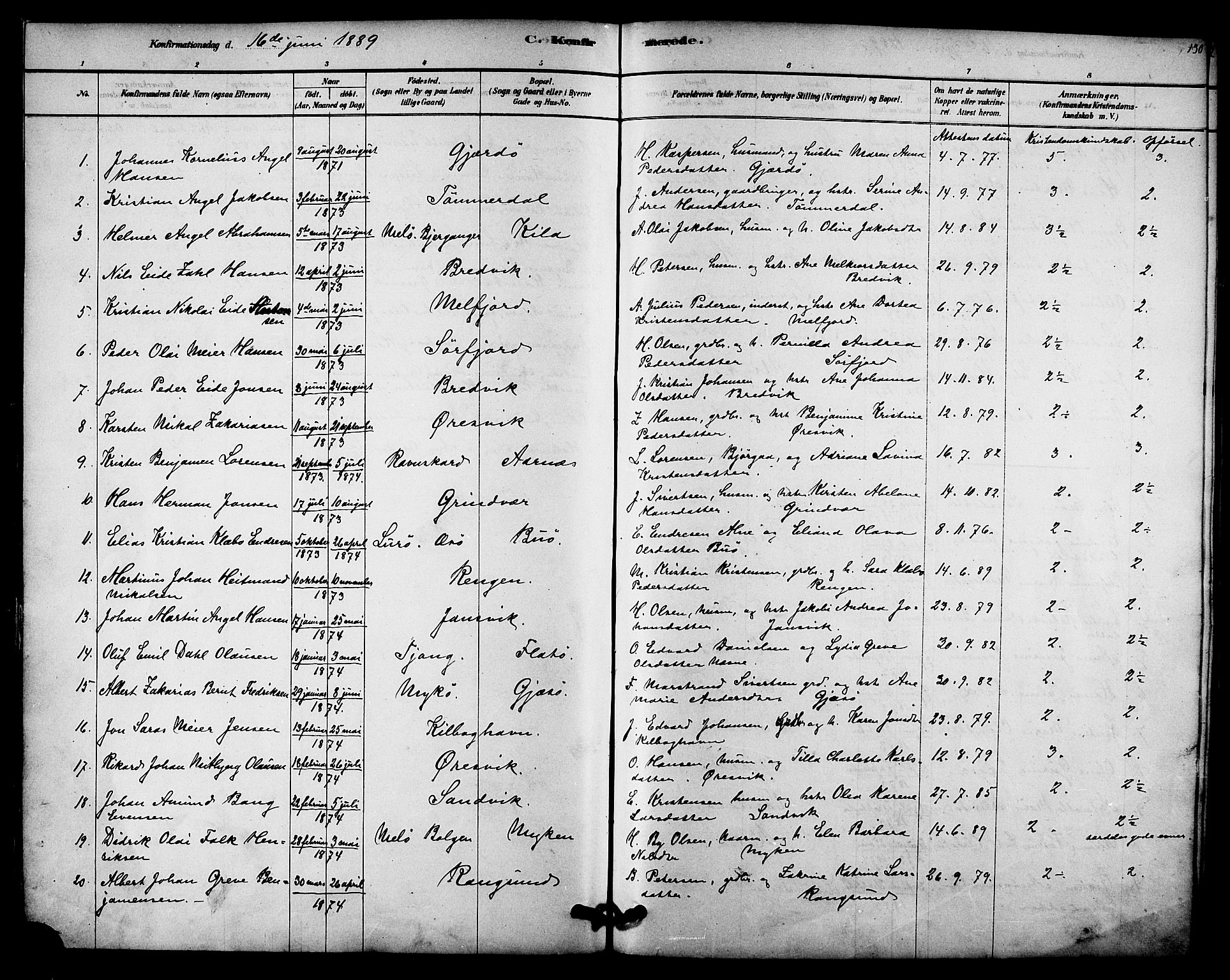 Ministerialprotokoller, klokkerbøker og fødselsregistre - Nordland, SAT/A-1459/841/L0609: Parish register (official) no. 841A12, 1878-1901, p. 130