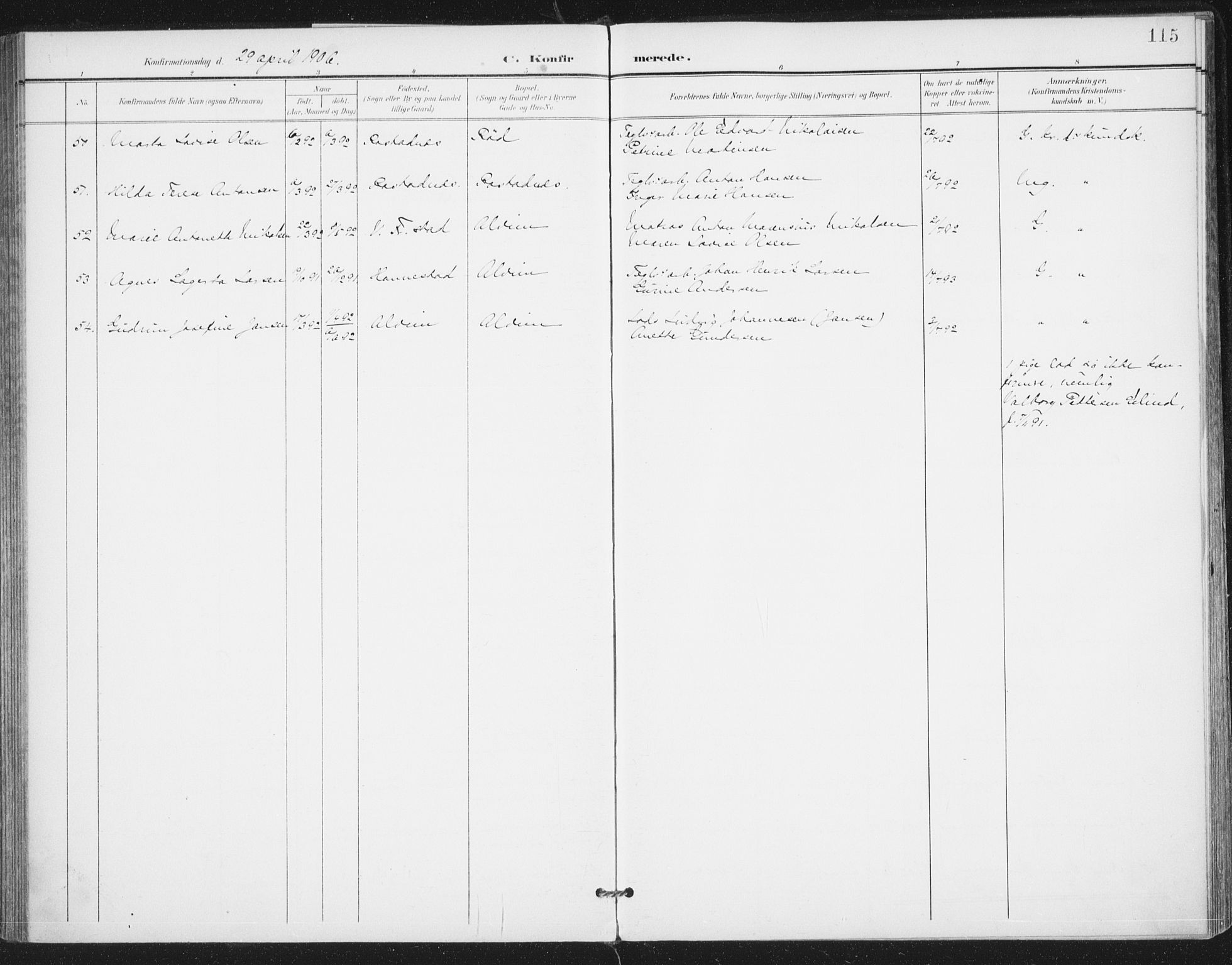 Rolvsøy prestekontor Kirkebøker, AV/SAO-A-2004/F/Fa/L0001: Parish register (official) no. 1, 1901-1909, p. 115