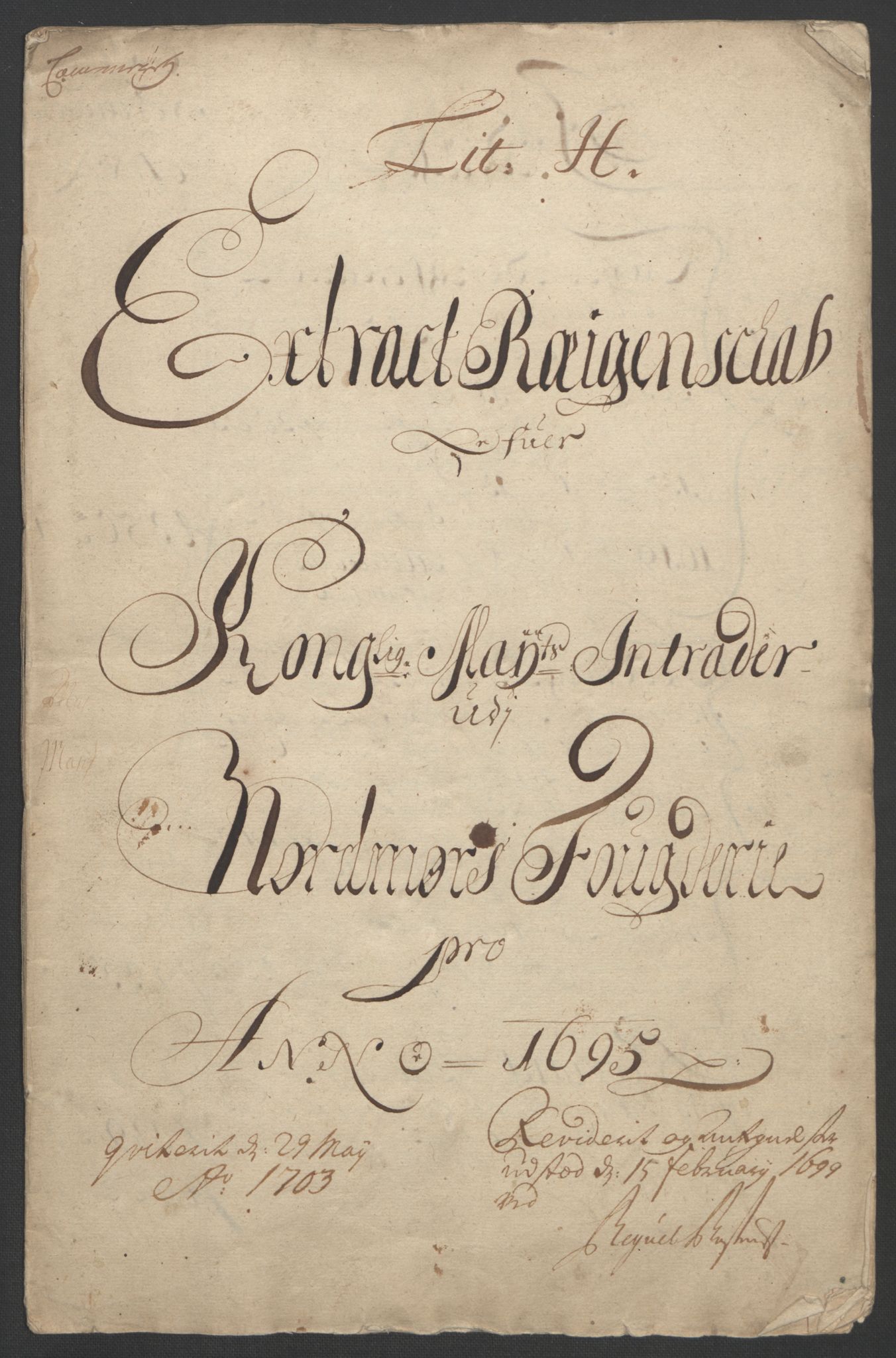 Rentekammeret inntil 1814, Reviderte regnskaper, Fogderegnskap, AV/RA-EA-4092/R56/L3736: Fogderegnskap Nordmøre, 1694-1696, p. 182