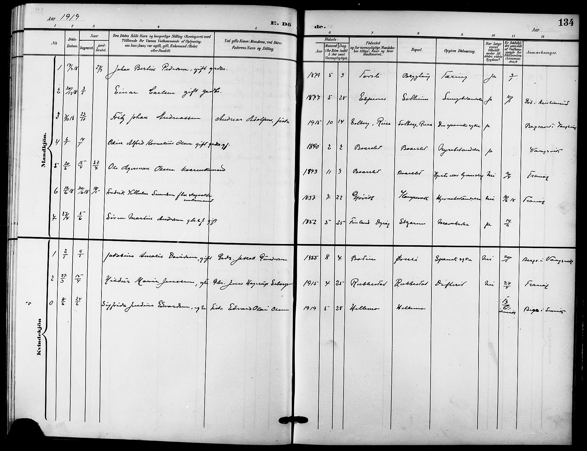 Tranøy sokneprestkontor, SATØ/S-1313/I/Ia/Iab/L0005klokker: Parish register (copy) no. 5, 1902-1919, p. 134