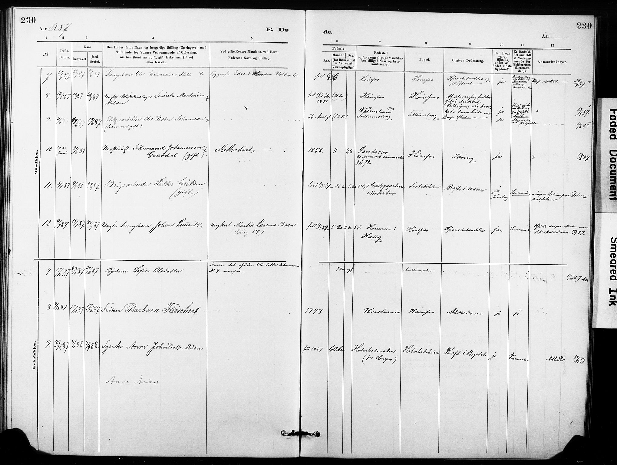 Hønefoss kirkebøker, AV/SAKO-A-609/G/Ga/L0001: Parish register (copy) no. 1, 1870-1887, p. 230