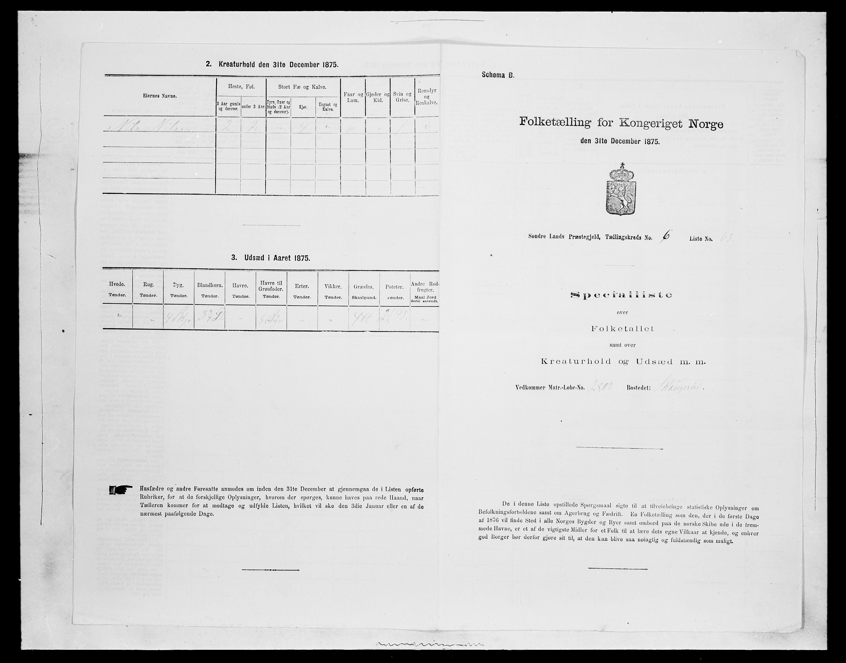 SAH, 1875 census for 0536P Søndre Land, 1875, p. 987