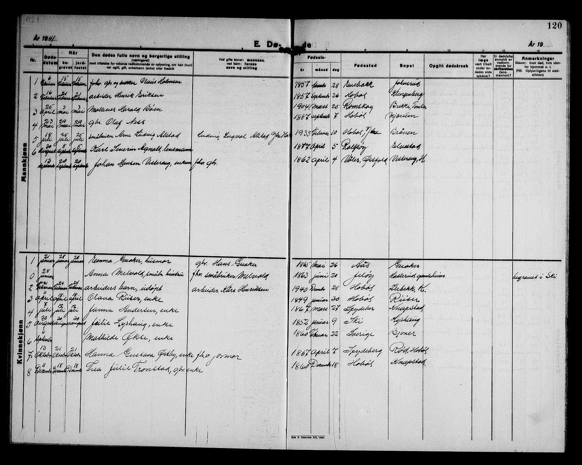 Hobøl prestekontor Kirkebøker, AV/SAO-A-2002/G/Gb/L0002: Parish register (copy) no. II 2, 1928-1945, p. 120